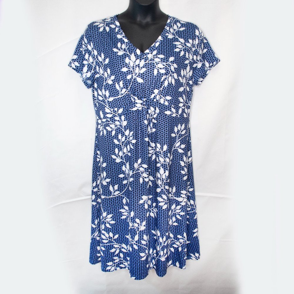 NEW Floral Knit Midi Dress Womens XXL 14 Purple Casual travel Summer V Neck U08